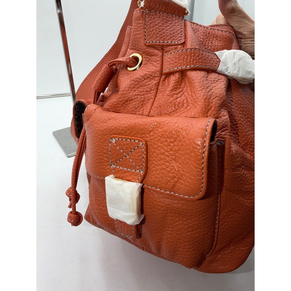 Maxx New York Burnt Orange Pebbled Leather Shoulder Bag Hobo Front Pocket NWT - Picture 7 of 12